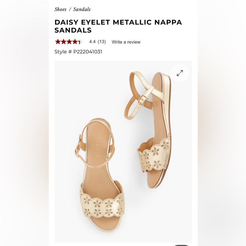 Talbots Daisy Eyelet Metallic Nappa Sandals (gold)